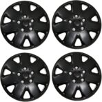 Tuningpros WC3-16-1026-B - Pack of 4 Hubcaps - 16-Inches | Black | Style 026 Style Snap-On (Pop-On) Type Matte Black Wheel Covers Hub-caps