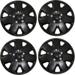 Tuningpros WC3-16-1026-B - Pack of 4 Hubcaps - 16-Inches | Black | Style 026 Style Snap-On (Pop-On) Type Matte Black Wheel Covers Hub-caps