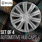 Hubcaps 4-Pack Kit, 15 inch Hub Caps Set of 4 Wheel Covers with Universal Snap-On Retention Rings, 1-Tone ABS Plastic Silver Car Rims for All Models (SG-5083-B-15) - Image 2