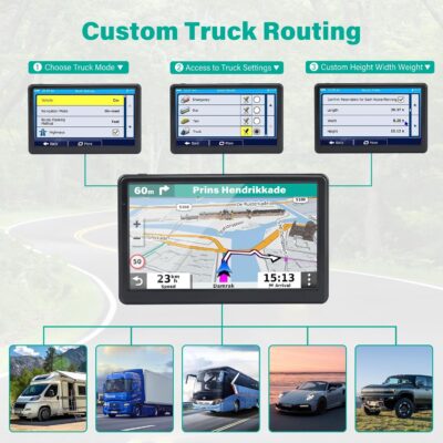 GPS Navigator for Car Truck RV, 7 Inch Touch Screen GPS for Car with 2026 Maps Free Lifetime Updates, Voice Turn-by-Turn Guidance, Speed Limit & Red Light Camera Alerts, Custom Truck Routing - Image 3