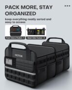 HOTOR Tactical Car Trunk Organizer - Foldable Trunk Organizer for SUV with Front MOLLE Pocket & Reflective Strips, Essential Car Accessories for Tools & Outdoor Storage, 12.8" x 21.7" x 11.0", Black - Image 2