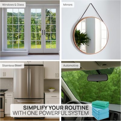 Claro 2 Step Glass Cleaning Cloth 8-Pack – Green Wet & Blue Dry Microfiber Towels Cleaning for Windows, Mirrors & Glass - Streak and Lint Free Cloth for Home, TV, Shower - Machine Washable - Image 6