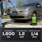 Greenworks Compact Electric Pressure Washer, 1.2 GPM (CSA Certified, Lightweight, 20 FT Tangle-Free Hose, 35 FT Power Cord) Great For Cars, Fences, Patios, Driveways, Decks and Patios - Image 3