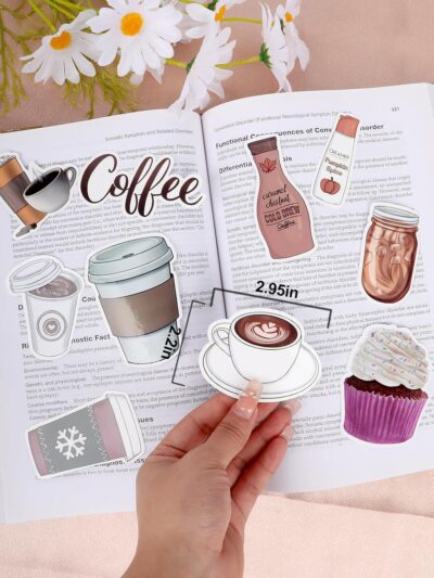 50 Pcs Coffee Stickers, Vinyl Waterproof Sticker Decals, Cafe Graffiti Decals for Water Bottles, Laptop, Journal, Luggage, Scrapbook - Image 3