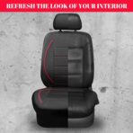 CAR PASS Universal FIT Piping Leather Car Seat Cover, for suvs,Van,Trucks,Airbag Compatible,Inside Zipper Design and Reserved Opening Holes (Full Set, Black and Red) - Image 6