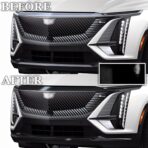 BOGAR TECH DESIGNS for Cadillac Lyriq 2023-2026 Front Chrome Delete – Precut Vinyl Overlay Kit, Gloss Black Blackout Trim - Image 3