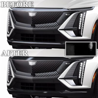 BOGAR TECH DESIGNS for Cadillac Lyriq 2023-2026 Front Chrome Delete – Precut Vinyl Overlay Kit, Gloss Black Blackout Trim - Image 3