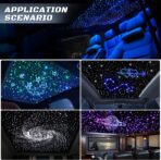 Split 4 Colors 12W Car Starlight Headliner Slim Kit 860pcs*0.02in*9.8ft with APP&RF Remote,RGBW Fiber Optic Starlight Kit,4 Port Engine Sound Activated Star Lights for Ceiling Car Roof/Home Decor - Image 7