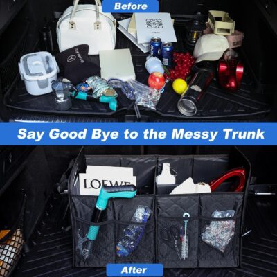 Car Trunk Organizer, 75L Large Capacity Waterproof Auto Storage with Non-Slip Bottom Strips, Collapsible Cargo Organizer for Suv, Truck, Sedan, Portable Car Accessories for Women Men(Black) - Image 6