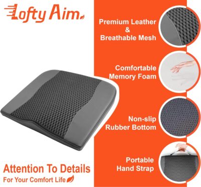 Car Seat Cushion, Comfort Memory Foam Car Cushions for Driving - Sciatica & Lower Back Pain Relief, Driver Seat Pillow for Auto, Office Chair, Wheelchair - 4D Mesh Black - Image 5