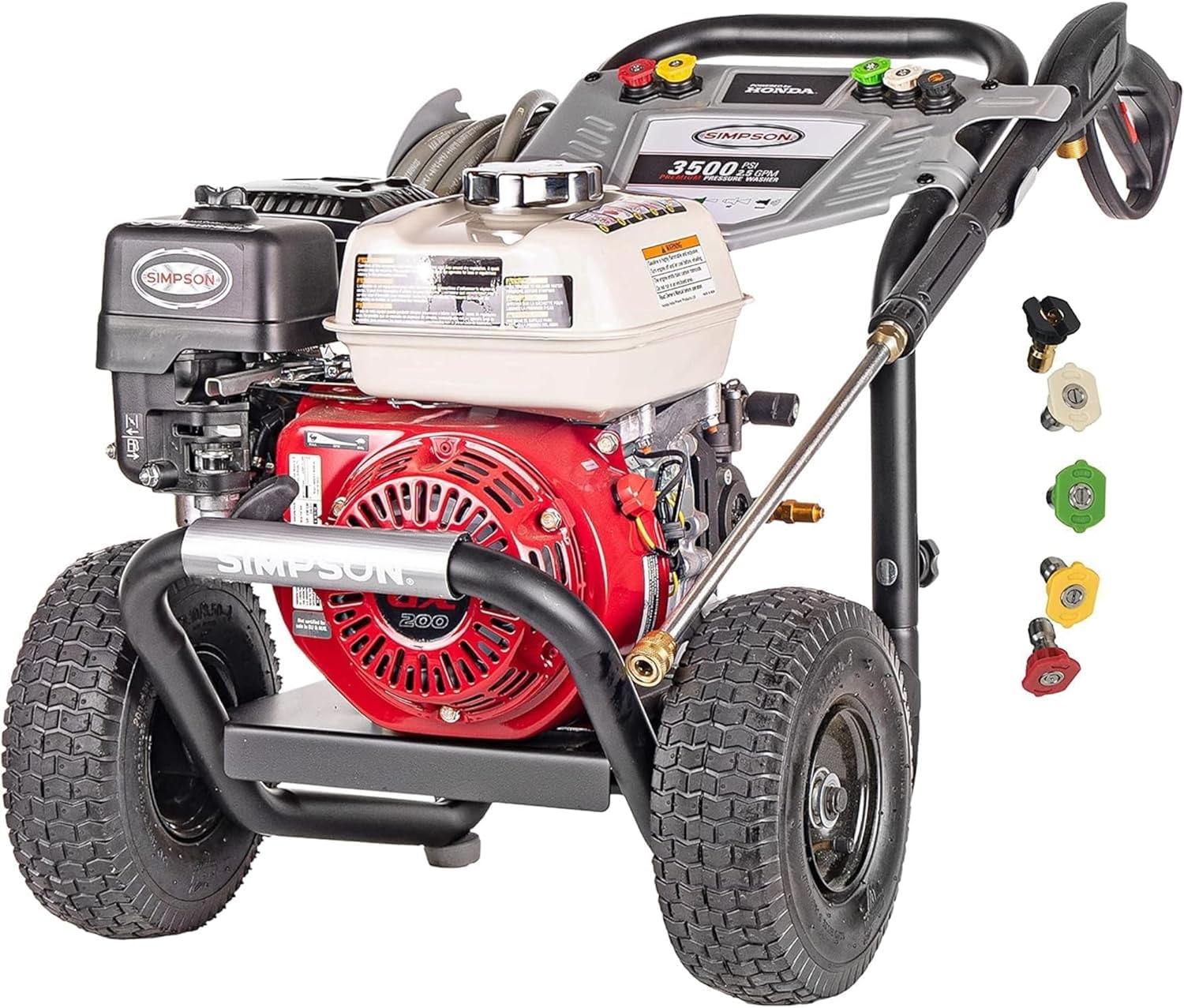 81F75v27gkL._AC_SL1500_.jpg Simpson 61014 3500 PSI at 2.5 GPM Honda GX200 with AAA AX300 Axial Cam Pump Cold Water Professional Gas Pressure Washer PS61002-S - Image 1