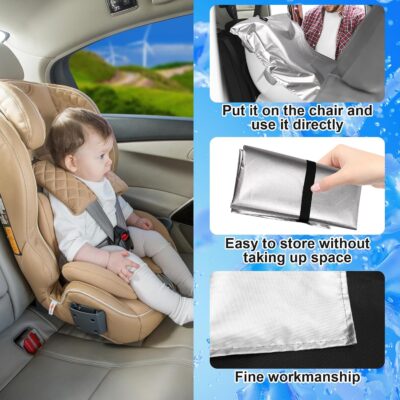 2Pcs Baby Car Seat Sun Shade Cover,Infant Car Seats Heat Protector,Baby Travel Accessories to Keep Toddler Seats at Cool Temperature,CarSeat Cooler Cover UV Protection from Heat/Sun for Babies Seat - Image 6
