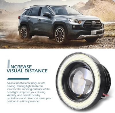 2 PCS Car Fog Light, 3" Angel Eye LED Fog Lamp, Super Bright Round Daytime Running Light Bulb, Universal for Most Cars Suvs (White) - Image 7
