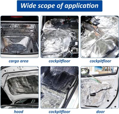 Car Heat Sound Deadening Insulation Mat, Sound Deadener & Heat Insulation Pad for Auto Hood Engine Roof Door and Trunk - 197mil 21.6sqft - 40 Inch x 40 Inch - 2PACK, Aluminum Foil - Image 5