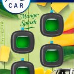 Febreze Car Air Freshener Vent Clip Multipack Mango Splash Scent, Long Lasting Smell Fighter for Strong Odors Car Febreze Clip Automotive Vent Air Freshener 4 Count