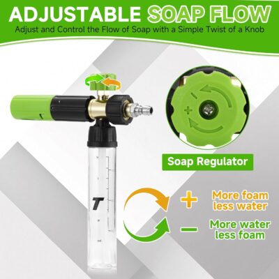 Tool Daily Short Pressure Washer Gun with Mini Foam Cannon, Dual Connector Accessory, 5 Power Washer Nozzle Tips, 1/4 Inch Quick Connect - Image 7