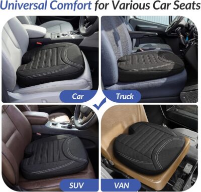 ZIKEE All-Season Car Seat Cushion for Comfortable & Safe Driving, Breathable Seat Cushion for Car with Ventilated Channel & Mesh Cover, Memory Foam for Sciatica, Tailbone & Back Pain Relief, Anti-Slip - Image 8