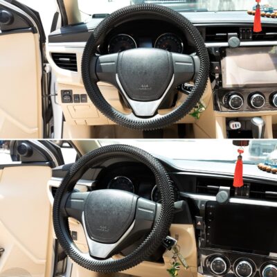 Steering Wheel Cover Black - Massage Grip Silicone Steering Wheel Covers Anti-Slip Universal Car Steering Wheel Cover for Men Women Driving Fatigue Relieving Fits 14-15 Inch - Image 2