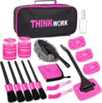 THINKWORK Pink Car Duster Interior Kit, Perfect Car Detailing Brush Kit for Cleaning Windows,Windshield,Dashboard and Air Vents Suitable for All Cars