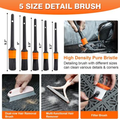 Car Cleaning Kit 19Pcs, Car Interior Detailing Kit with 12000PA High Power Handheld 12V Corded Vacuum, Detailing Brush Set, Cleaning Gel, Complete Car Vacuum Cleaner with Storage Bag for Men & Women - Image 3