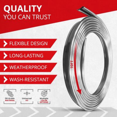 All-Fit Automotive Car Gap Filler – 10 Ft Chrome Trim Molding for Car Accessories Interior – Universal, Flexible Car Interior Accessories for Dashboards, Panels, & Air Vents – Easy DIY Installation - Image 2