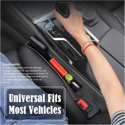 Car Seat Gap Filler Organizer, Auto Side Seat Gap Storage Box for Your Cars, Trucks 2 Pack, Universal Car Accessories Gap Filler Organizer to Fill the Gap Space Between the Console and Seats, Black - Image 2