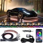 Underglow LED Lights for Cars - 6PCS RGB Neon Light Kit with 360 LEDs, Bluetooth APP Control, 8 Colors/Music Sync, Waterproof PVC Strips for Cars, Trucks, SUVs
