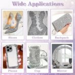 6 Rolls Self Adhesive Rhinestone Ribbons, Sliver Resin Rhinestone Strips, Diamond Crystal Rhinestone Ribbon Roll Stickers Glitter Bling Ribbons for Crafts Fabric Car - Image 4