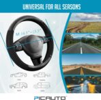 PIC AUTO Steering Wheel Cover, Silk Grain Leather Car Steering Wheel Protector, Comfortable Grip, Universal 14.5-15.5 Inch Anti-Slip Steering Wheels Accessories for Men & Women (Black) - Image 6