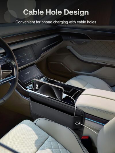 Premium Leather Car Seat Gap Filler Organizer (0.2”-1.2" Gaps), Clever Gifts for Car SUV Truck Owners (Black, 1 Pack) - Image 3