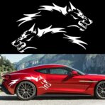 TOMALL 50'' 2Pcs Wolf Car Sticker Decal for Car Body Side Stickers Auto Wolf Graphics Racing Sports Stripes Stickers for SUV Off-Road Vehicles Car Hood Trunk Universal Waterproof Vinyl Sticker (White)