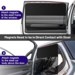2 Pack Car Window Shades, Magnetic Car Sun Shade Half-Blackout and Half-Mesh for Side Window, Back Window Screen Cover for Sun/UV Protection - Image 3