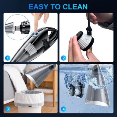 Handheld Car Vacuum Cleaner with 8000PA Powerful Suction, Portable Car Vacuum Cleaner with 2 Filters, Mini Brush, Lightweight, 0.34L Capacity, Essential Accessories - Image 5