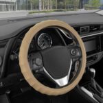 BDK Genuine Leather Car Steering Wheel Cover Small Size 13.5 to 14 Inch Beige -, Easy Installation