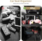LUCMO Car Backseat Organizer with Tablet Holder,6 Storage Pockets Car Storage Organizer with Foldable Food Tray,Protectors Kick Mats Travel Accessories-Black - Image 8
