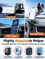 Qifutan Dash Mounted Holders Phone Holders for Your Car Phone Mount for Car Windshield Dashboard Air Vent Universal Desk Mounts Hands Free Automobile Cell Phone Holder Fit for iPhone Smartphone - Image 5