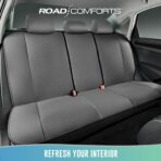 Road Comforts Full Set Leather Mesh Car Seat Cover - Front and Rear, Breathable & Stylish, Airbag Compatible, Universal Fit for Cars, SUVs, Trucks, and Vans - Gray - Image 6