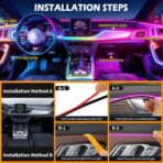 Smart LED Car Lights Interior with USB Port, Acrylic LED Strip Fiber Optic Ambient Lighting Car, Wireless App Control, Sync to Music, Car Decorations Interior Accessories Gifts for Women Men, 10 in 1 - Image 7