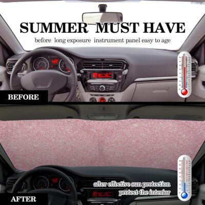 Windshield Sun Shade Foldable Car Front Window Covers for Car Accessories Sun Heat UV Rays Visor Protector Protection for Universal Cars SUV Truck(Pink Sequins) - Image 3
