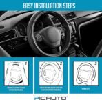 PIC AUTO Steering Wheel Cover, Black Thick Rhombic Foam and Premium Leather, Universal 14.5-15.5 Inch Breathable Anti-Slip Steering Wheels Accessories for Men & Women - Image 7