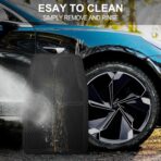 CAR PASS Rubber Floor Mats, All Weather Waterproof Trim-to-Fit Automotive Mats for Cars Trucks SUV, Anti-Slip Easy Clean, Heavy Duty Full Set 3-Piece, All Black - Image 4