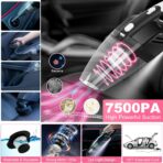 AUTODECO 39Pcs Car Cleaning Wash Kit Interior Detailing Cleaner Kit with High Power Handheld Vacuum, Brush Set, Windshield Tool, Duster, Towels, Tire Brush, Complete Car Care Tools, Pink - Image 2