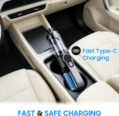 Cordless Handheld Car Vacuum Cleaner for Car Interior, Strong Suction Portable Vacuum for Pet Hair & Quick Home Cleaning, Rechargeable with LED Light & Attachments - Image 9