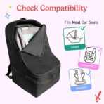 J.L. Childress Padded Backpack Car Seat Bag - Car Seat Travel Bag for Airplane, Cover Fits Most Baby & Infant Carriers & Boosters, Airport Accessories for Gate Check or Baggage Check - Ultimate, Black - Image 4