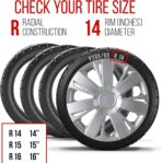 Hubcaps 4-Pack Kit, 14 inch Hub Caps Set of 4 Wheel Covers with Universal Snap-On Retention Rings, 1-Tone ABS Plastic Silver Car Rims for All Models (SG-5077-B-14) - Image 7