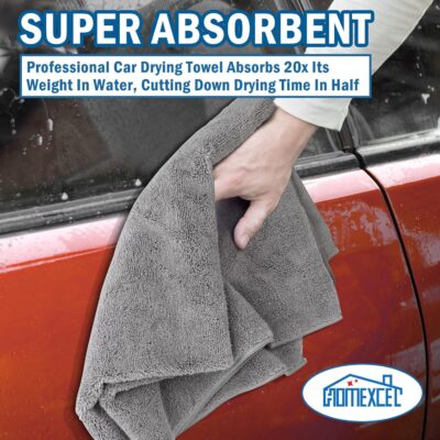 HOMEXCEL Professional Large Microfiber Car Drying Towels 2 Pack, Lint Free, Scratch Free, Highly Absorbent Drying Towel for Cars, SUVs, RVs, Trucks, and Boats,31" x 24",Grey - Image 4