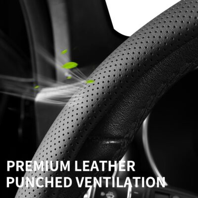 Steering Wheel Cover, Universal 15 inch, Faux Leather Steering Wheel Protector, Anti-Slip, Breathable & Heating-Compatible for Cars Trucks SUVs Vans - Image 6