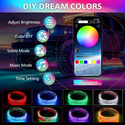 Underglow LED Lights for Cars 180 LEDs RGBI Neon Accent Strip Lights with 16 Million Colors DIY & Music Mode Underbody Exterior Lights Kit for RV SUV Truck Boat 12V - Image 3