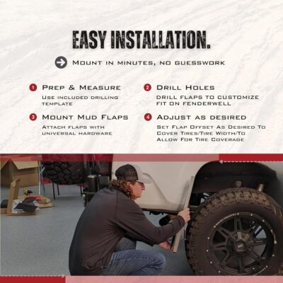 REK GEN ‘Merica Mud Flaps Dually - Heavy Duty Mud Flaps for Trucks and Dually Truck Accessories - Stainless Steel - Easy Install Splash Guard - Made in USA (Black Flag) - Image 3