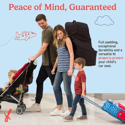 J.L. Childress Padded Backpack Car Seat Bag - Car Seat Travel Bag for Airplane, Cover Fits Most Baby & Infant Carriers & Boosters, Airport Accessories for Gate Check or Baggage Check - Ultimate, Black - Image 5